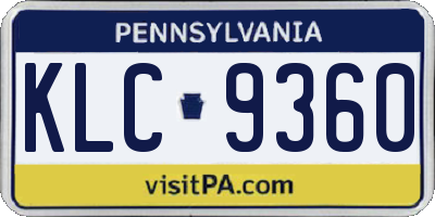 PA license plate KLC9360