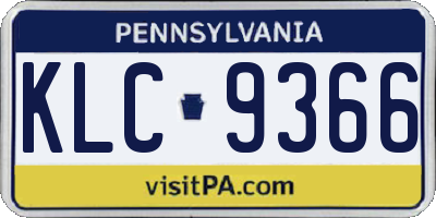 PA license plate KLC9366