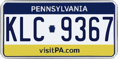 PA license plate KLC9367