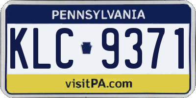PA license plate KLC9371