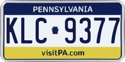 PA license plate KLC9377