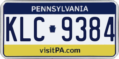 PA license plate KLC9384