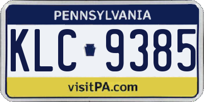 PA license plate KLC9385