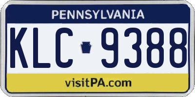 PA license plate KLC9388