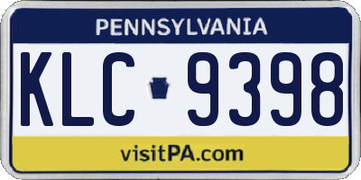 PA license plate KLC9398