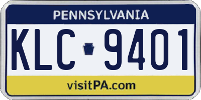 PA license plate KLC9401