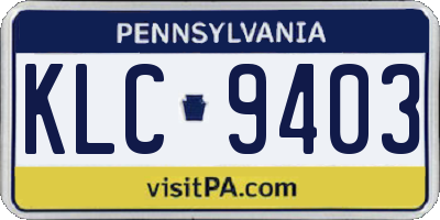 PA license plate KLC9403