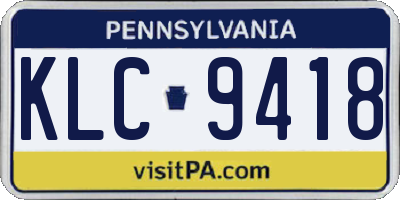 PA license plate KLC9418