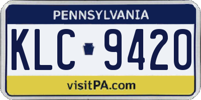PA license plate KLC9420