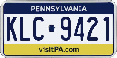 PA license plate KLC9421