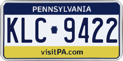 PA license plate KLC9422