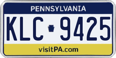 PA license plate KLC9425