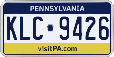 PA license plate KLC9426