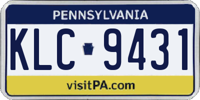 PA license plate KLC9431