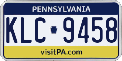PA license plate KLC9458