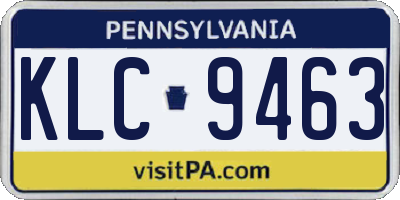 PA license plate KLC9463