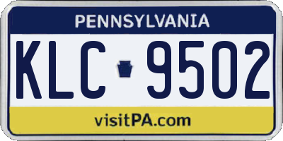 PA license plate KLC9502