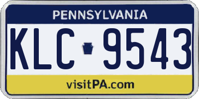 PA license plate KLC9543