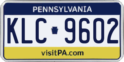 PA license plate KLC9602