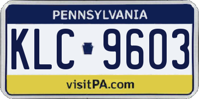 PA license plate KLC9603