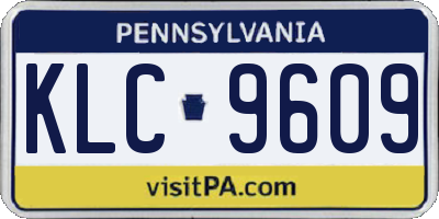 PA license plate KLC9609