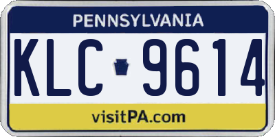 PA license plate KLC9614