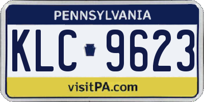PA license plate KLC9623