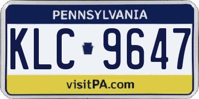 PA license plate KLC9647