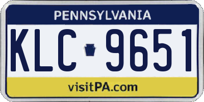 PA license plate KLC9651