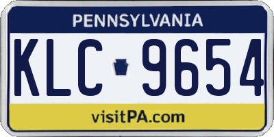 PA license plate KLC9654