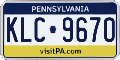 PA license plate KLC9670
