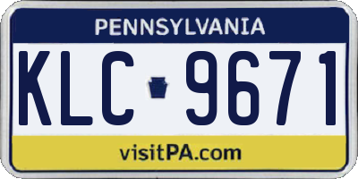 PA license plate KLC9671
