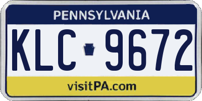 PA license plate KLC9672