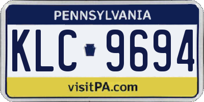 PA license plate KLC9694