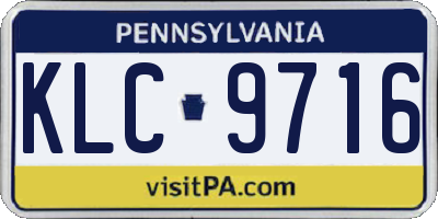 PA license plate KLC9716
