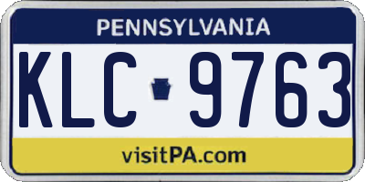 PA license plate KLC9763