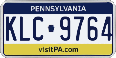 PA license plate KLC9764