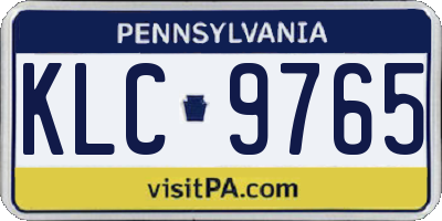 PA license plate KLC9765