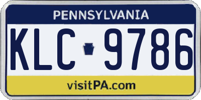 PA license plate KLC9786