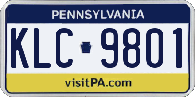 PA license plate KLC9801