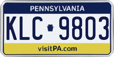 PA license plate KLC9803