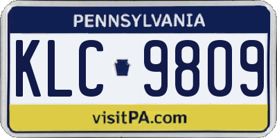 PA license plate KLC9809