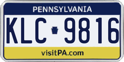 PA license plate KLC9816