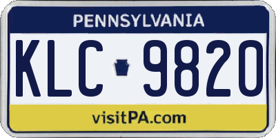 PA license plate KLC9820