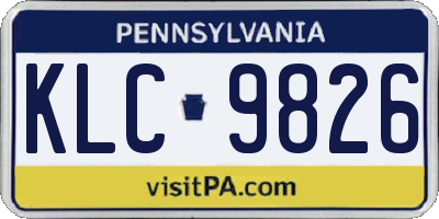 PA license plate KLC9826