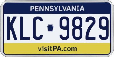 PA license plate KLC9829