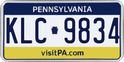 PA license plate KLC9834