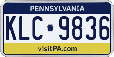 PA license plate KLC9836
