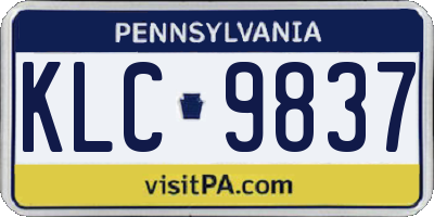 PA license plate KLC9837