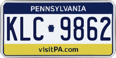 PA license plate KLC9862